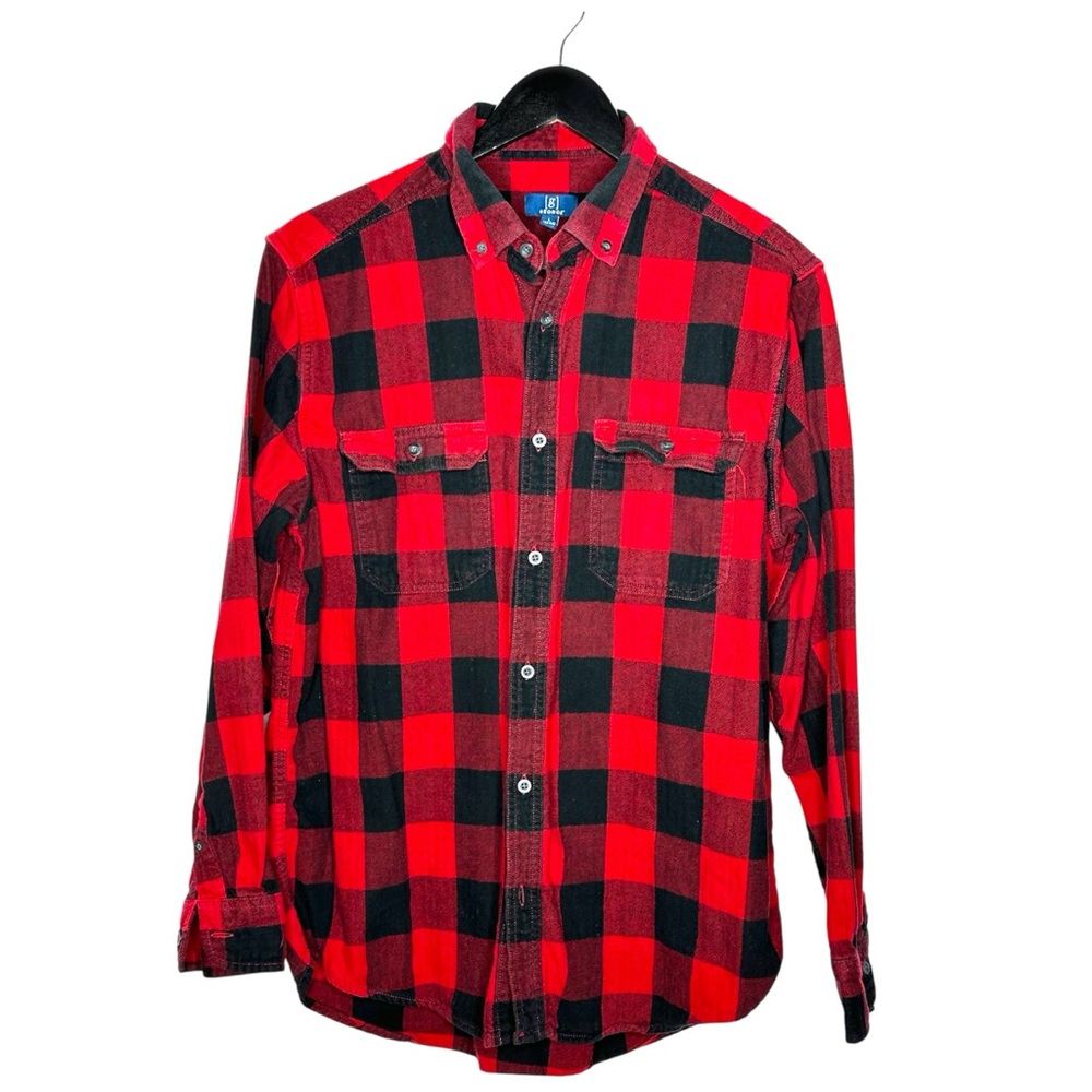 George Red Black Buffalo Plaid Flannel Button Down Shirt Men’s Large (42–44)